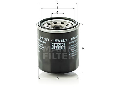 Filtre à huile MANN-FILTER MW 68/1
