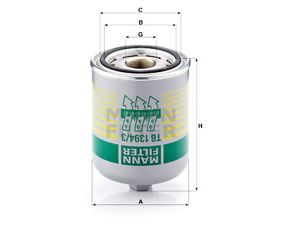 Cartouche sécheuse d'air, système d'air comprimé MANN-FILTER TB 1394/3 x