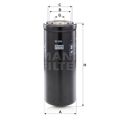 Filtre hydraulique, transmission automatique MANN-FILTER WH 980