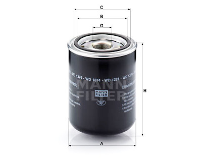 Filtre à huile MANN-FILTER WD 1374