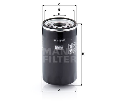 Filtre, système hydraulique de l'opérateur MANN-FILTER W 1160/6
