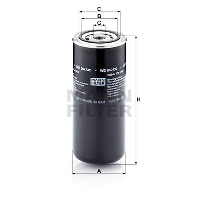 Filtre à huile MANN-FILTER WD 962/32