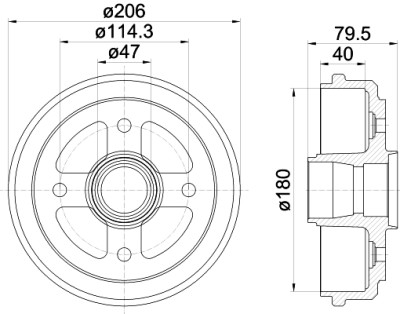 Jeu de tambours de frein HELLA 8DT 355 300-561