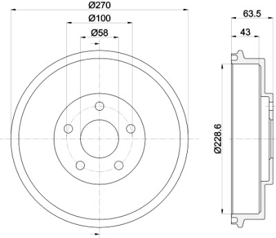 tambour de frein HELLA 8DT 355 300-911
