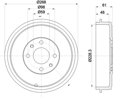 Tambour de frein HELLA 8DT 355 301-091