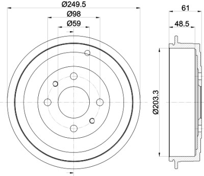 Tambour de frein HELLA 8DT 355 301-421