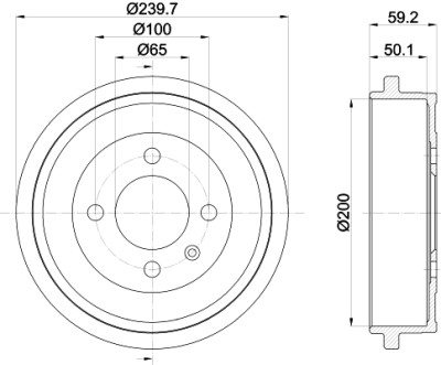 Jeu de tambours de frein HELLA 8DT 355 301-571