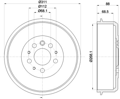 Jeu de tambours de frein HELLA 8DT 355 301-721