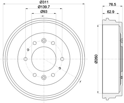 Jeu de tambours de frein HELLA 8DT 355 301-841