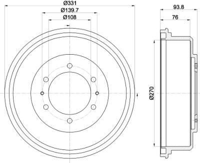 Jeu de tambours de frein HELLA 8DT 355 302-611