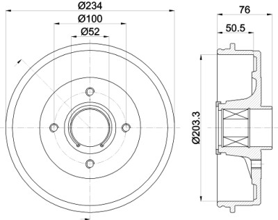tambour de frein HELLA 8DT 355 303-131