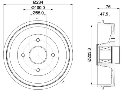 Jeu de tambours de frein HELLA 8DT 355 303-321