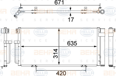 Condenseur, climatisation BEHR HELLA SERVICE 8FC 351 303-791