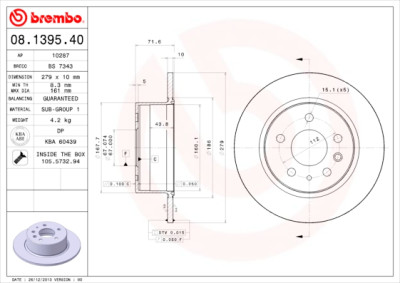 Jeu de disques de frein BREMBO 08.1395.40