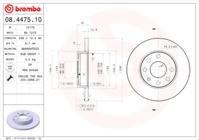 Jeu de disques de frein BREMBO 08.4475.10
