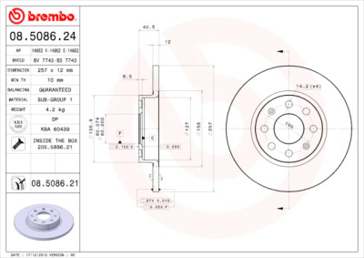 Jeu de disques de frein BREMBO COATED DISC LINE 08.5086.21