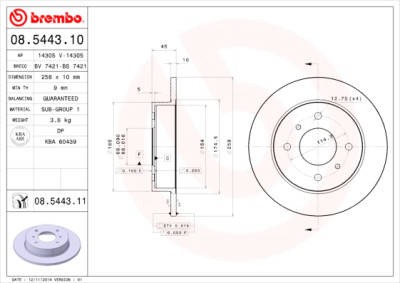 Jeu de disques de frein BREMBO 08.5443.10