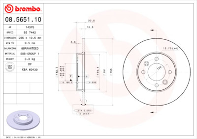 Jeu de disques de frein BREMBO 08.5651.10
