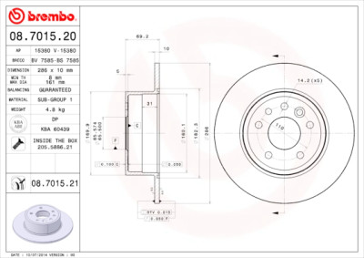 Jeu de disques de frein BREMBO 08.7015.20