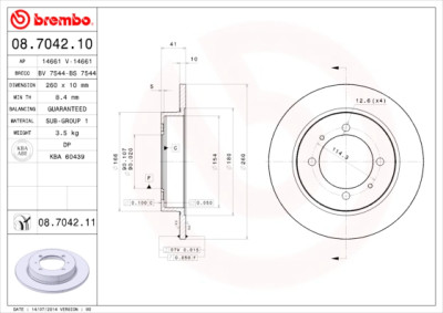 Jeu de disques de frein BREMBO 08.7042.10