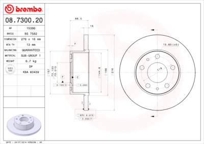 Jeu de disques de frein BREMBO 08.7300.20