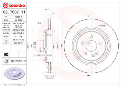 Jeu de disques de frein BREMBO COATED DISC LINE 08.7607.11
