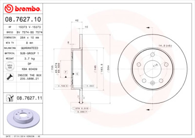 Jeu de disques de frein BREMBO 08.7627.10