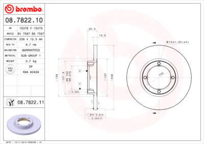 Jeu de disques de frein BREMBO 08.7822.10