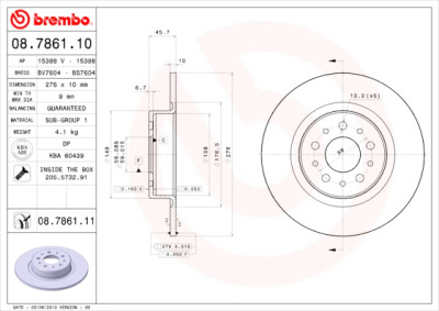 Jeu de disques de frein BREMBO 08.7861.10