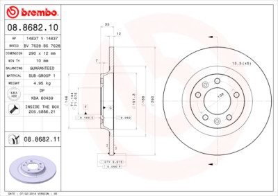 Jeu de disques de frein BREMBO 08.8682.10