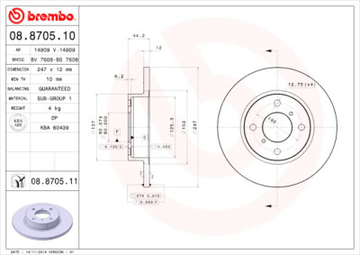 Jeu de disques de frein BREMBO 08.8705.10