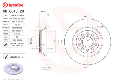Jeu de disques de frein BREMBO 08.8843.20