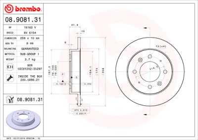 Jeu de 2 disques de frein BREMBO 08.9081.31