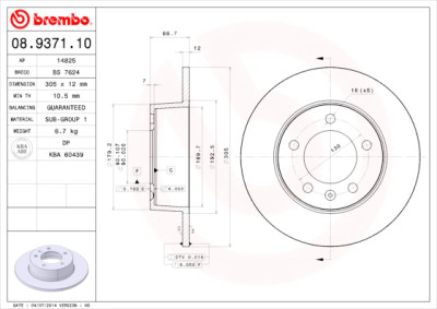 Jeu de disques de frein BREMBO 08.9371.10
