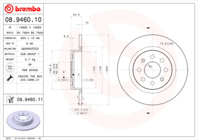 Jeu de disques de frein BREMBO 08.9460.10