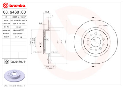 Jeu de disques de frein BREMBO 08.9460.60