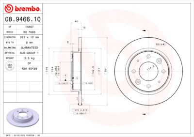 Jeu de disques de frein BREMBO 08.9466.10