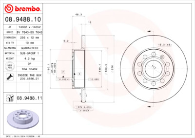 Jeu de disques de frein BREMBO 08.9488.10