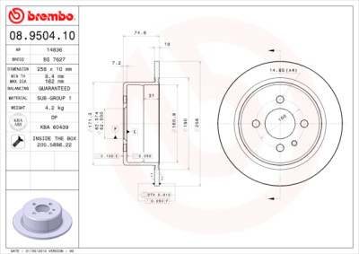 Jeu de disques de frein BREMBO 08.9504.10