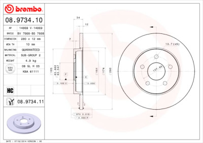 Jeu de disques de frein BREMBO 08.9734.10