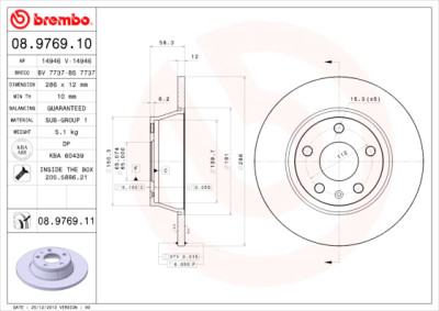 Jeu de disques de frein BREMBO 08.9769.10