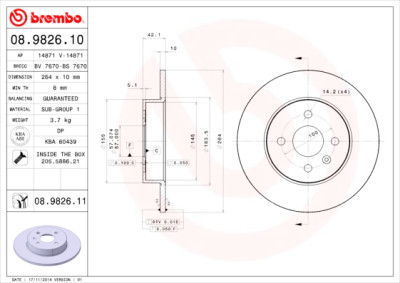 Jeu de disques de frein BREMBO 08.9826.10