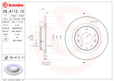 Jeu de disques de frein BREMBO 08.A112.10