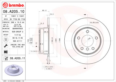 Jeu de disques de frein BREMBO 08.A205.10
