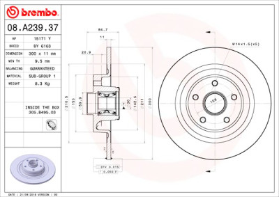 Jeu de disques de frein BREMBO 08.A239.37