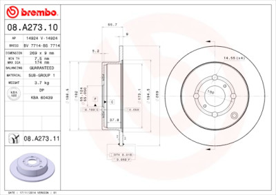 Jeu de disques de frein BREMBO 08.A273.10