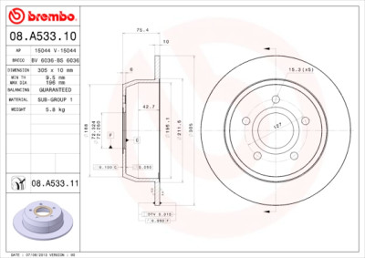 Jeu de disques de frein BREMBO 08.A533.10