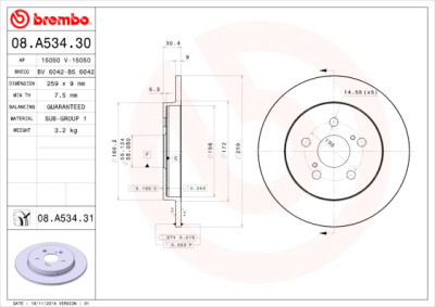 Jeu de disques de frein BREMBO 08.A534.30