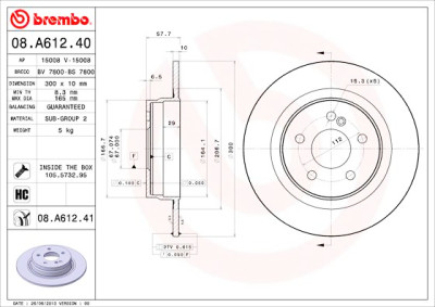 Jeu de disques de frein BREMBO 08.A612.40