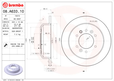 Jeu de disques de frein BREMBO 08.A633.10